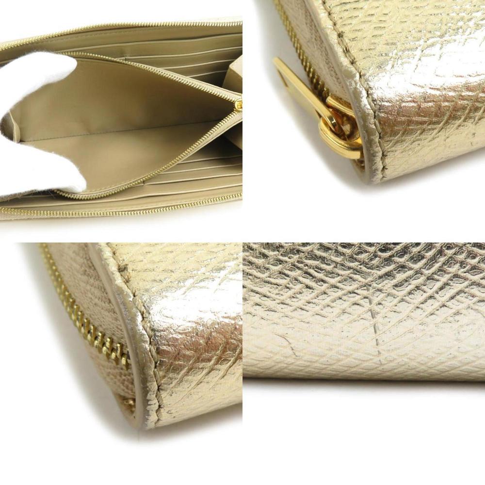 CELINE Round Long Wallet Leather Gold Men's Women's 55790g - Picture 4 of 5